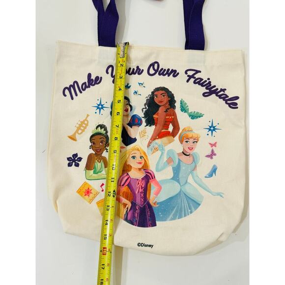 Disney Princess Tote Bag “Make Your Own Fairytale” Canvas Tote Purple Handles - Picture 5 of 5